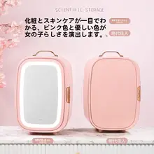 ミニ美妝冷蔵庫【LEDライト付き・化粧鏡・車載・家庭用】