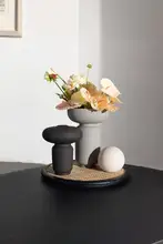 現代侘寂スタイル陶器フラワーベース【インテリア装飾・宿泊施設用】