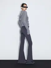 ourhour ハイウエストストレッチヨガパンツ【黒・ゆるやかフレア・女性用】