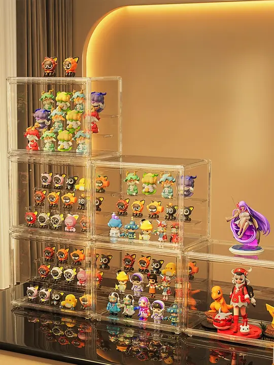 透明アクリル製のフィギュア展示ラック【ブラインドボックス収納・おもちゃや人形用】