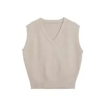 ニットベスト レディース Vネック ノースリーブ シンプル ヴィンテージ 重ね着 ホワイト 春 着回し