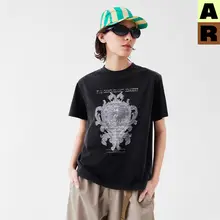 ヴィンテージロックスタイルのルーズフィット半袖Tシャツ【したデザイン・秋用】