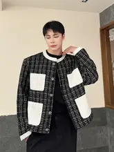 デザイン性に優れたコントラストジャケット【男性用・ツイード風・厚手】