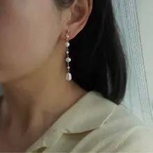 バロックパールロングイヤリング【フレンチスタイル・エレガントなデザイン】