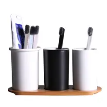 カップル用陶器製洗面カップセット【シンプルデザイン・マウスウォッシュカップ・歯ブラシホルダー】