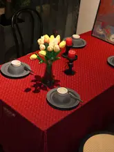 フランス風レトロ赤いテーブルクロス【結婚式・新年・クリスマス用・円形・四角形対応】