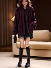 春季向けファッショナブルな大きいサイズのキルティングジャケット【安可ラーデザイン・ビーズ装飾】