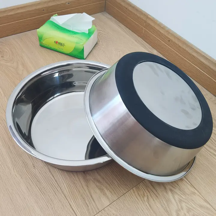 ステンレス製ペット用フードボウル【大型犬・中型犬・猫用・倒れ防止設計】