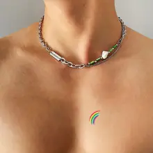 玉石と竹節デザインのタイタンスティールネックレス【メンズ用・ダブルロックネックレス】