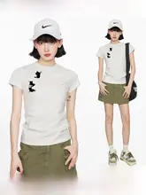 猫デザイン 半袖 Tシャツ レディース 夏用 スリムデザイン グレー プリント