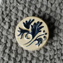 英国風ヴィンテージ深藍色花柄エナメル陶製ボタン
