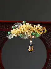 古風の金木犀ヘアクリップ【大きめ・後頭部用・着物や振袖に最適】