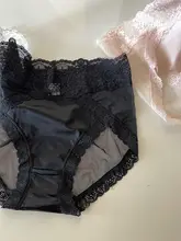 中高腰デザインのサテンメッシュレースセクシーショーツ【コットン裏地・快適なフィット感】