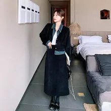 黒デニムとコーデュロイのコンビネーションスカート【春秋用・ハイエンドデザイン・タイトシルエット】（セットアップ対応）