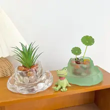 ガラス製観葉植物用フラワーベース【豊潤な琉璃デザイン・水培容器・トレイ付き】