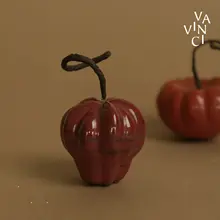 オリエンタルスタイルの天然石風フルーツ飾り【デスクトップ用・南瓜とさくらんぼのデザイン】