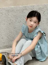 おしゃれな女の子用夏服【ドールシャツ・フリル袖・ストレートパンツ】（セットアップ対応）