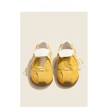真皮デザインの軽量トレーニングシューズ【イエロー・女性用・クッションソール・カジュアル】