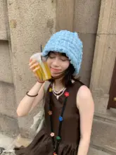 赤ちゃん用 盆栽デザインのチェック柄  フィッシャーマンハット【包頭帽】