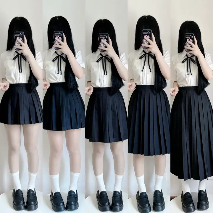 スカート JK 制服 コーディネートしやすい 短中長 シンプル ブラック ブルー