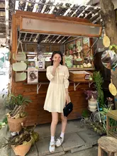 法式シャツワンピース【Aライン・ウエストシェイプ・長袖】