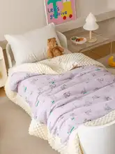 可愛いカートゥーンデザインのニットコットンブランケット【極上の柔らかさ・暖かい秋冬用】