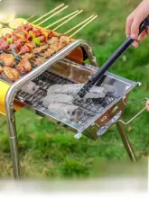 家庭用 折りたたみ式ポータブル炭焼きグリル【屋外無煙・バーベキュー用】