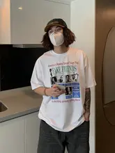 UPDAYWANG ユニセックス ビンテージスタイル 三色プリント Tシャツ【アメリカンデザイン・半袖】