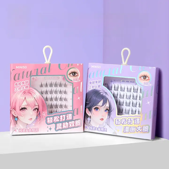 MINISO つけまつげ 接着剤不要 束感 まつ毛パーマ風 ナチュラル 自まつげ風 透明感 韓流 「MINISO」