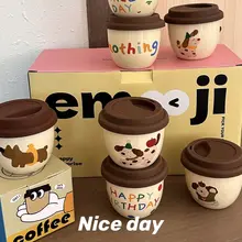 可愛らしい蓋付きカップ【アニメデザイン・陶器製・マグカップ】