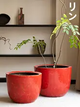 赤い陶器の花瓶【家用・高めのデザイン・高品質】