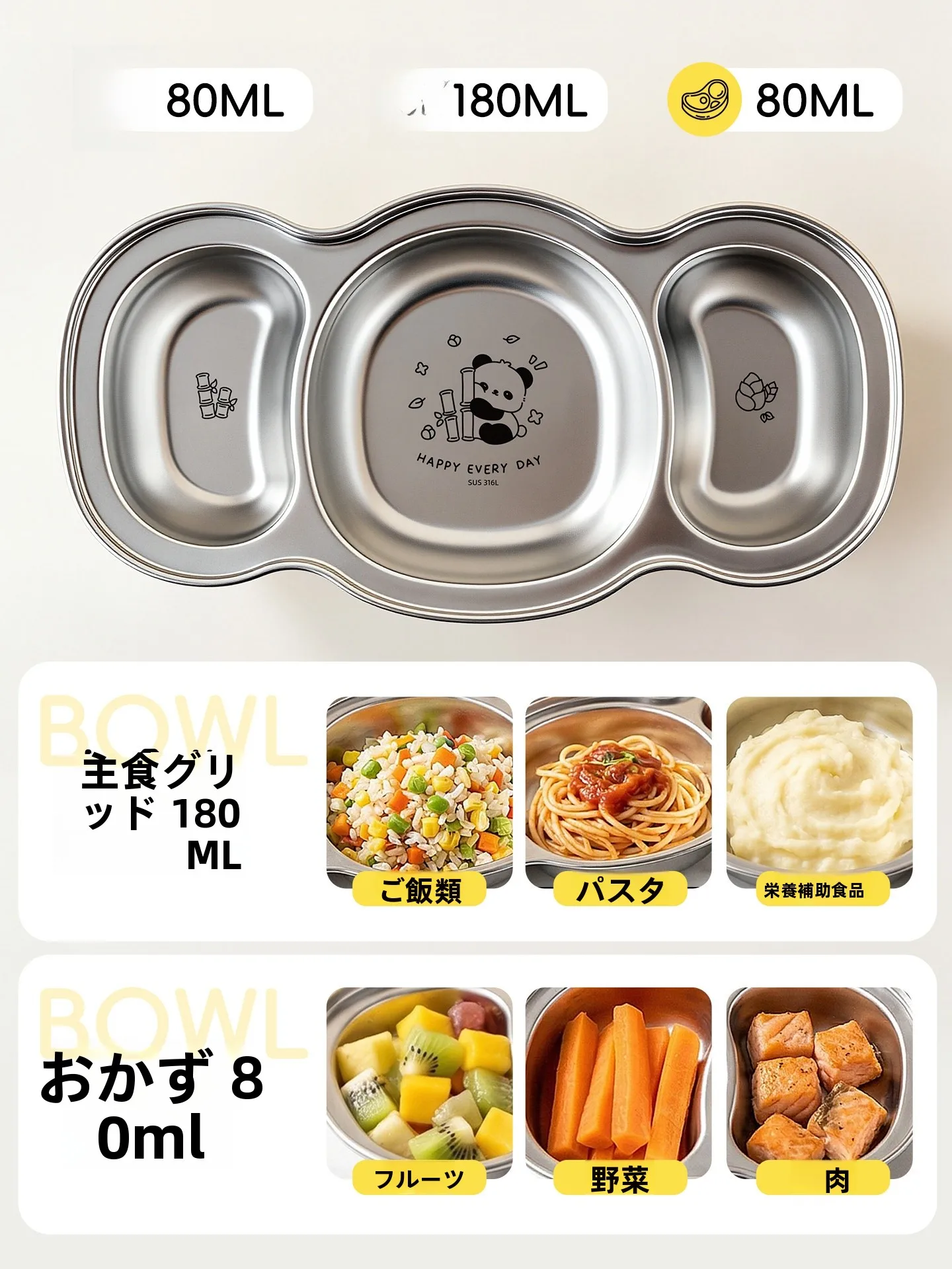 抗菌ステンレス製三分格子供用食器：離乳食対応の安定性と耐久性を実証