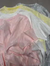 レディース 春夏用カジュアルTシャツ【ラウンドネック・レースデザイン・ゆったりサイズ・短袖】