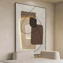 クリーム侘び寂び風装飾画リビング大型床から天井までの絵画