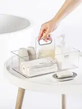 透明プラスチック製 浴室用収納バスケット【水切り機能付き・化粧品・薬・おやつ・おもちゃ整理用】