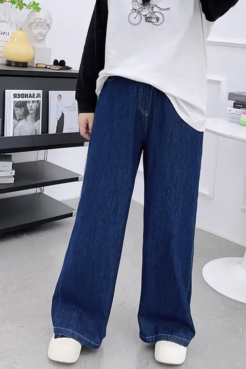 レディース 大きいサイズ ヴィンテージ風 ワイドレッグデニムパンツ【春秋用・ハイウエスト・リラクシングフィット】