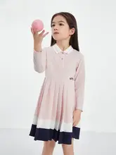 長袖ワンピース キッズ ガールズ ポロ襟 プリーツ 通気性 ストレッチ 動きやすい 秋