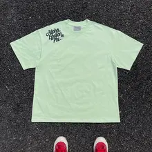 肩に英文デザインのオーバーサイズ可愛い学生カップル用短袖Tシャツ【素材感良好・極上の柔らかさ】