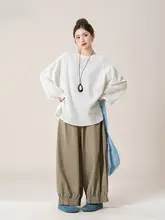 春にぴったりなコットンリネンのラウンドネックシャツ【ゆったりとしたシルエット】