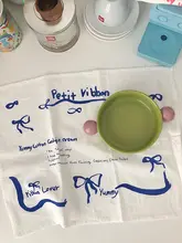 少女心デザインのリボン付き布製テーブルマット【白・インスタ風・食事撮影用】