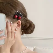 サイドドットデザインのボールバンスクリップ【前髪用・女性・夏用】