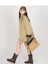 Northage カーキとネイビーのキルト襟ウィンドブレーカー レディース【コットン・中長丈・ゆったりフィット】
