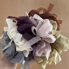 優雅なバレリーナ風のチュールリボンヘアゴム【低彩度・韓国スタイル】