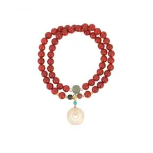 優雅なデザインのパールとマヌカのブレスレット【新中式・重ね着用】