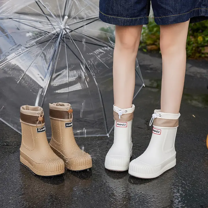 防水防滑レディース雨靴【軽量・大きなつま先・ファッションデザイン】