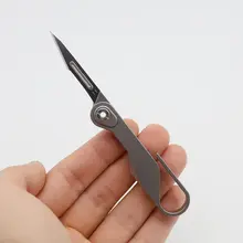 クリップ付きチタン合金ミニ折りたたみカッターナイフ【EDC携帯用・ハンドツール】