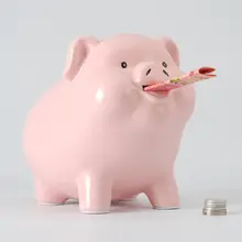 陶器製のブタ型貯金箱【大容量・子供用・男女兼用】
