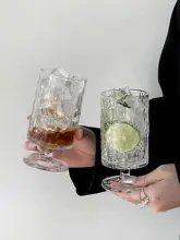 レトロデザインのストライプグラス【高脚・ジュース・アイスコーヒー・冷飲用】