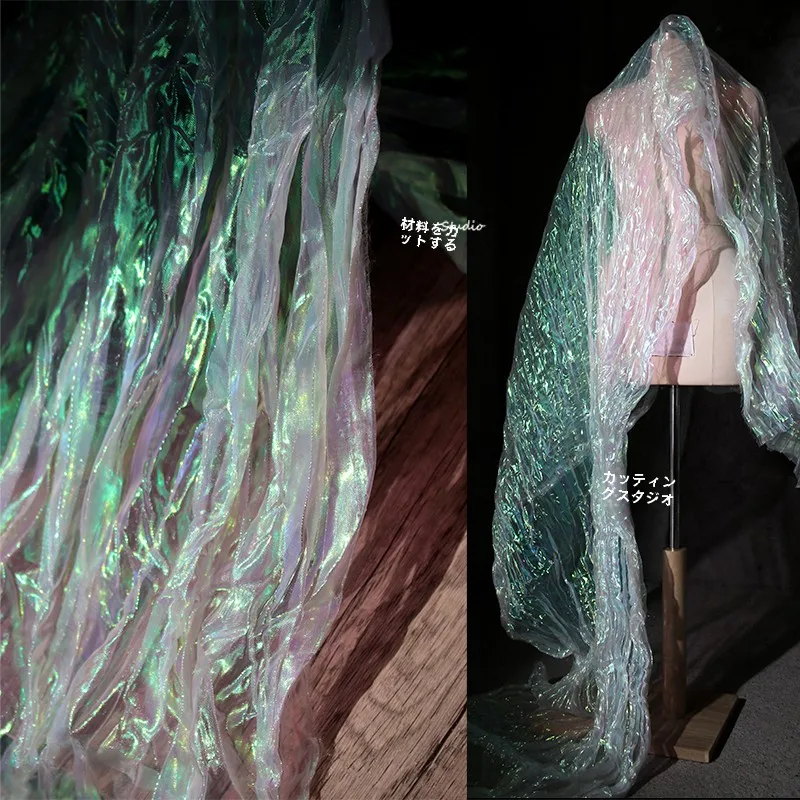 ラメチュール生地の立体感デザイン：幻想的なグラデーションフィッシュ テールパターンの実用性と適用シーン