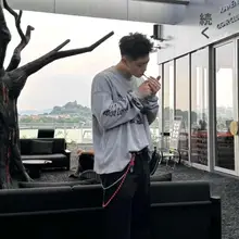 大きいサイズのワッフル長袖Tシャツ【アメリカンVIBE・カジュアル・ゆったりフィット】（セットアップ対応）